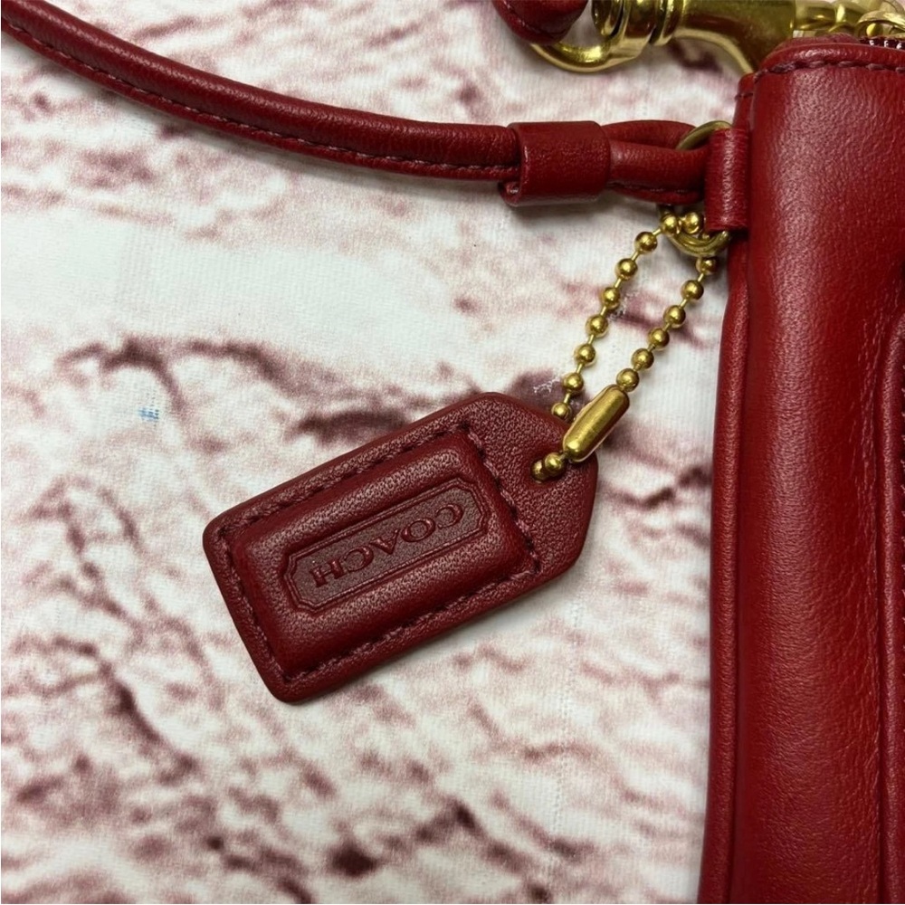 Coach Red Leather Wristlet with Gold Accents - Picture 11 of 16